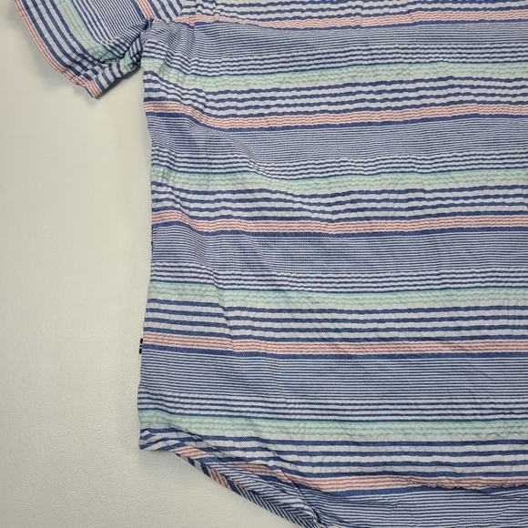 Nautica Short Sleeve Seersucker Button Down Shirt Striped, Size Large - Picture 10 of 15